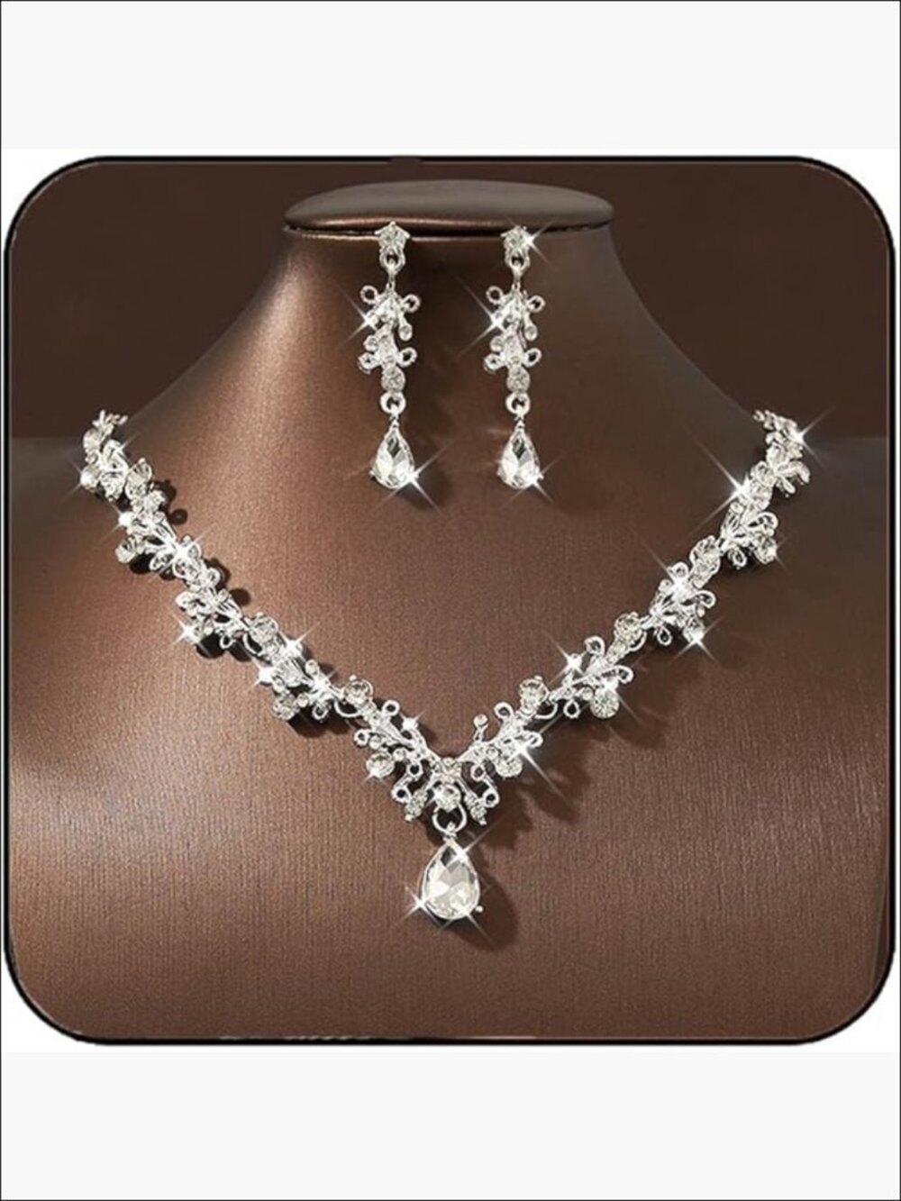 Rhinestone Bridal Jewelry Set Alloy Crystal Necklace Earrings Formal Wedding